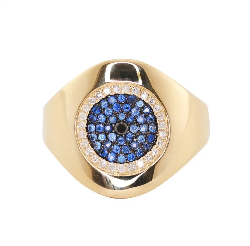 Позолоченный винтажный Турецкий Дурной глаз с голубым белым черным фианитом счастливое обручальное кольцо для женщин Мода