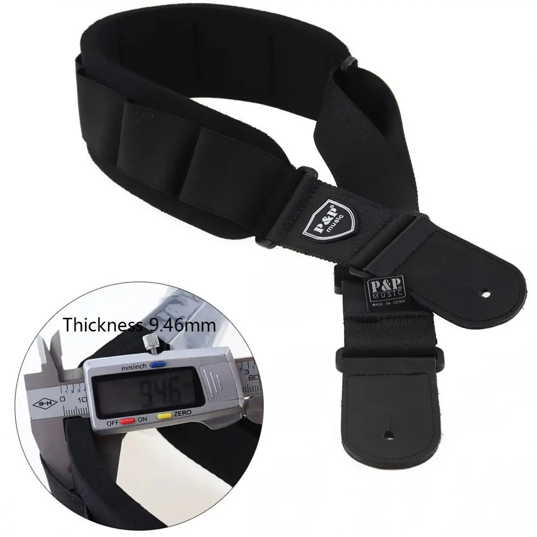 

Adjustable Guitar Strap Genuine Leather End Widened Foam Shoulder Pad for Acoustic Electric Guitar Bass