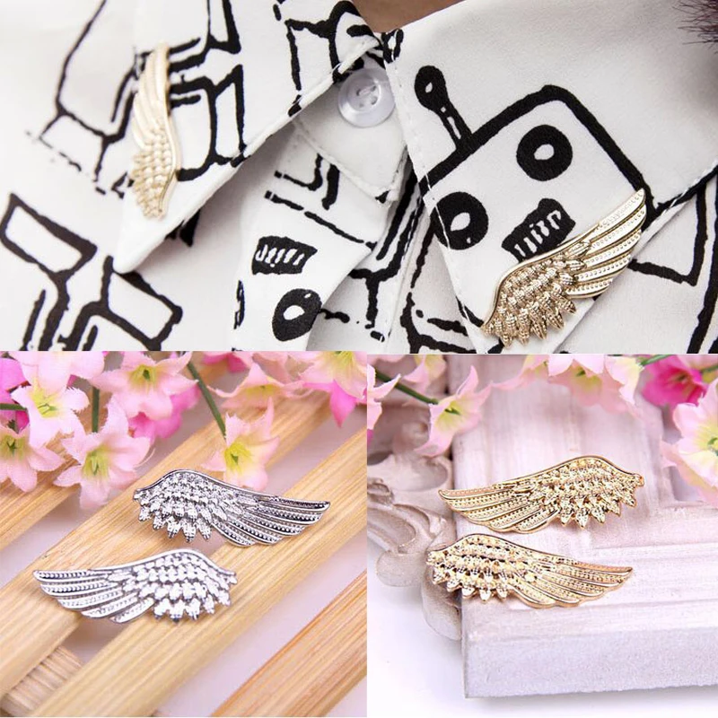 

LNRRABC 1 Pair Women Angel Wings Collar Pin Brooches Gothic Christmas Ornaments Accessories Gift Fashion Brooch