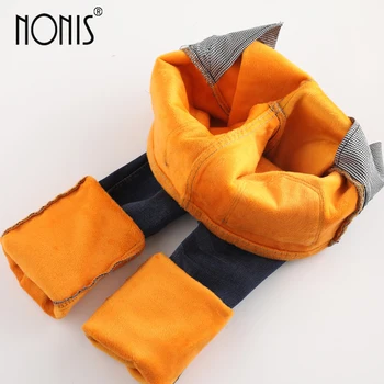 

Nonis Women winter warm denim pants lady's thick velvet jeans female mid waist skinny stretch trousers pencil pants jeans
