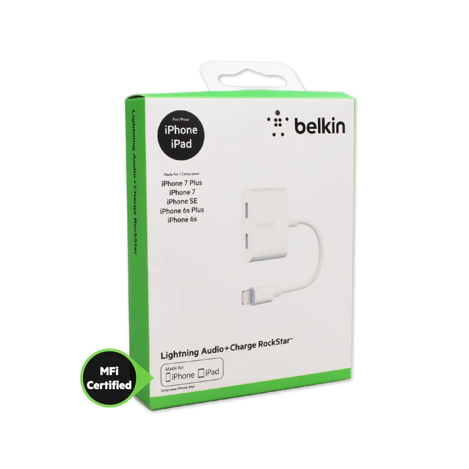 Belkin Audio Charge Rockstar Mfi Certified 8pin Adapter Cable