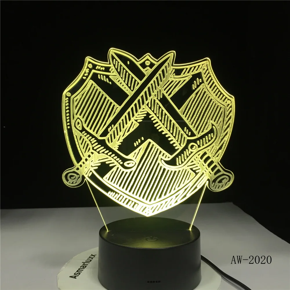 Настольная лампа с крестиком и мечом светильник 3D Led визуальная прикроватная