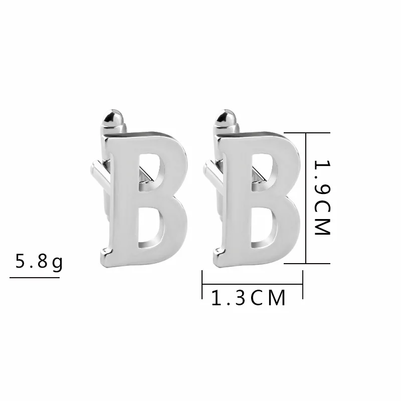 1 пара серебряных деловых A-Z одиночные буквы Мужские костюмы рубашка Запонки Свадебные Запонки для мужчин аксессуары гравированная запонка