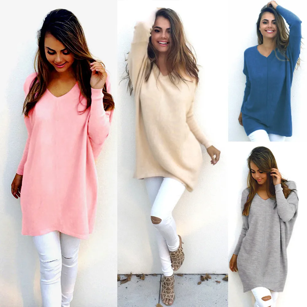 Fashion SexyWomens Casual Long Sleeve Coat Blouse Jumper SweatersJUL25-in Pullovers from Women's 