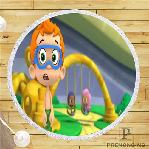 На заказ DIY из микрофибры по индивидуальному заказу ткань bubble guppies (1) @ круглый пляжный коврик полотенце напечатано по требованию 150 см