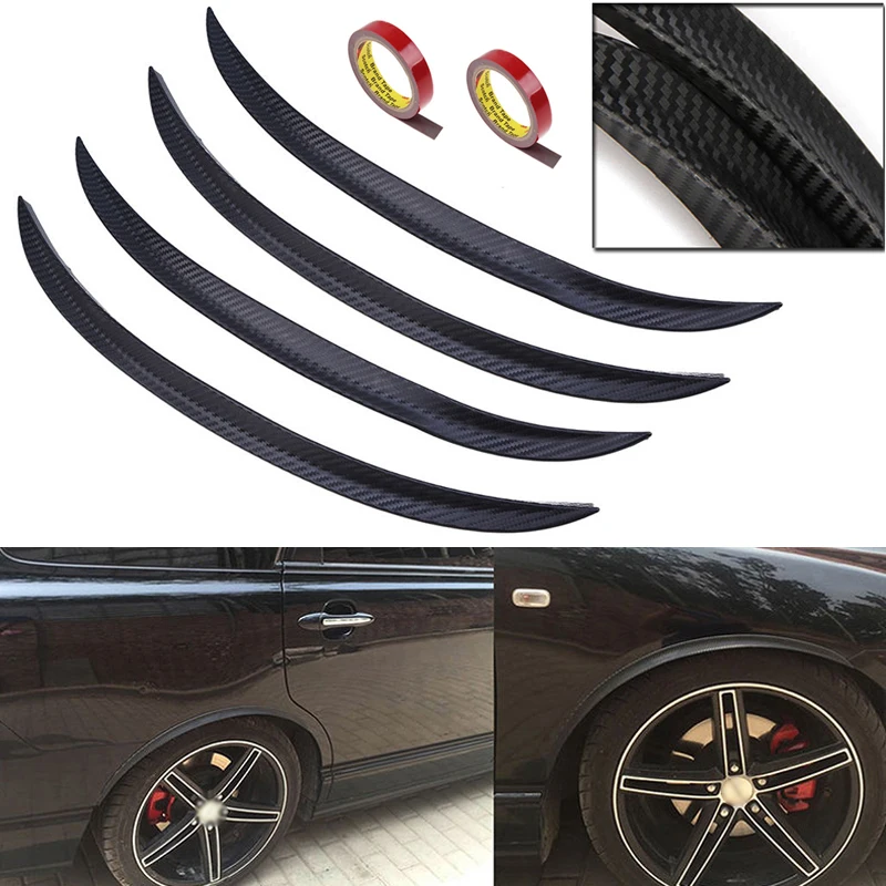 4pcs Black 42cm Carbon Fiber Car Wheel Eyebrow Protector Anti Scratch