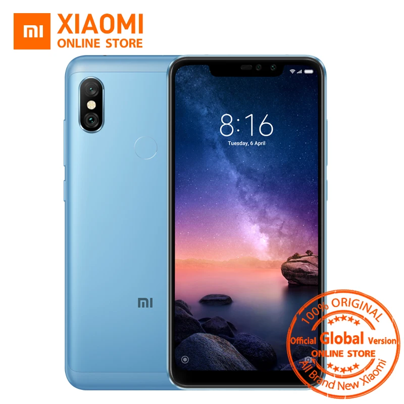 Xiaomi Redmi Note 6 Pro 3 ГБ 32 26 дюйма полный экран Snapdragon 636 12 Мп + 5 МП двойная камера смартфон