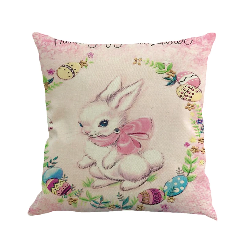 Easter Decoration Pillowcase Easter Rabbit Eggs Printed Cushion Covers