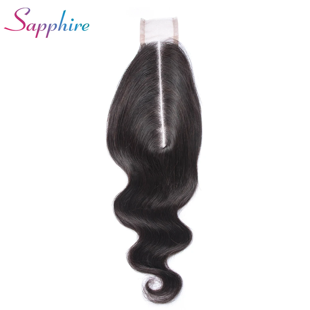 Sapphire hair Brazilian Human Hair Bundles With Lace Closure 2*6Lace Closure Body Wave Hair Extensions For Black Women Non Remy