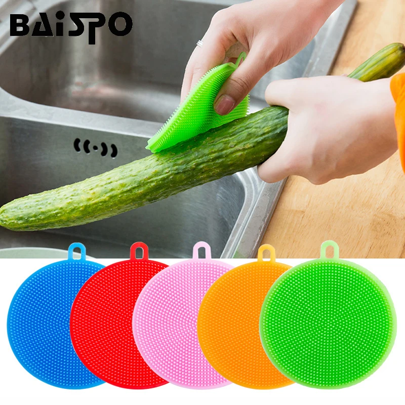 

BAISPO Multifunction Silicone Dish Bowl Cleaning Brush Magic Scouring Pad Pot Pan Wash Brushes Kitchen Cleaner Washing Tool