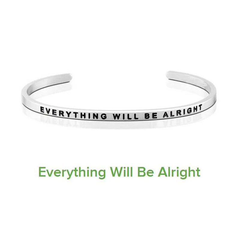

Custom Positive Inspirational Bracelet Personalized Jewelry Initial Engraved Everything Will Be Alright Bracelet Bangle for Men