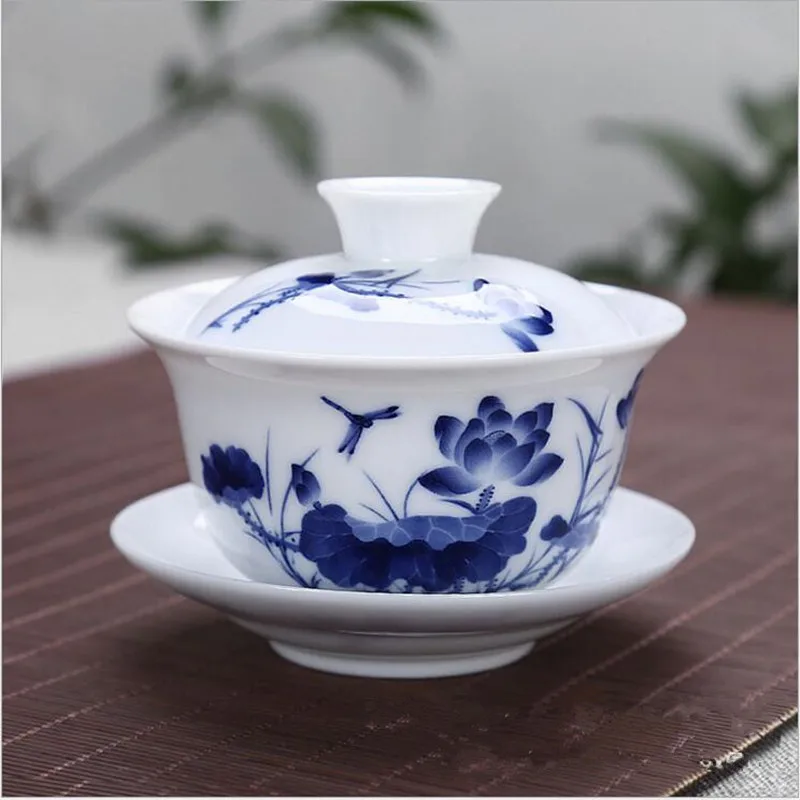 200 мл большая емкость китайский Tureen кунг-фу чайная чаша, Gongfu Gaiwan Чайник, керамический чайный сервиз - Цвет: Dragonfly