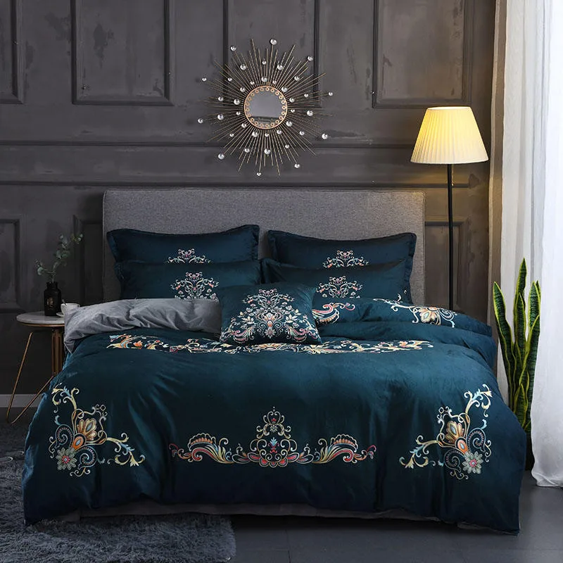 

2018 Digital printing process Bedding Set king queen size Fleece fabric Duvet Cover and Pillowcases Boho Style Bed Linen