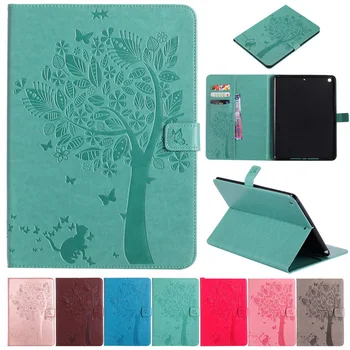 

For Apple iPad mini4 Case Cute Cat Tree Embossed PU Leather Flip Stand Cases For iPad mini 4 Cover Funda Sleep Wake