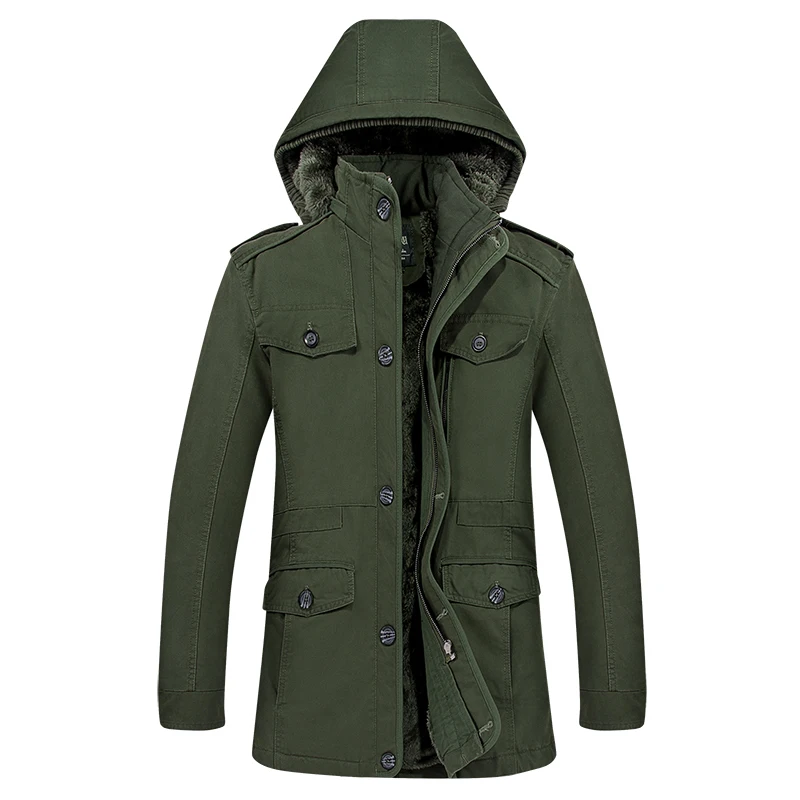 Hooded trench coat men cloak long jackets parka cotton thick fleece winter mens overcoat casual male windbreaker M-6XL big size