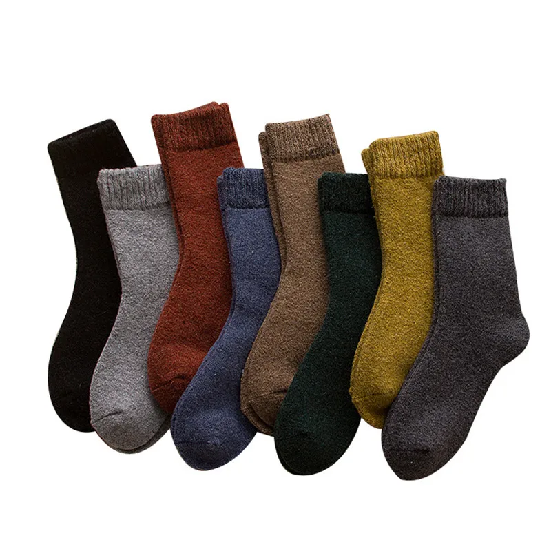 8 цветов, осенние и зимние новые женские носки, одноцветные шерстяные махровые носки, зимние толстые теплые шерстяные рождественские носки