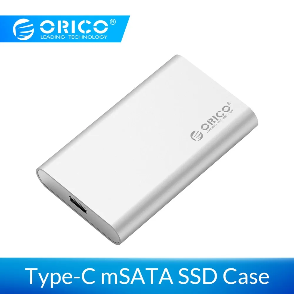 Best ORICO Aluminum Type C Mini mSATA SSD Enclosure USB3.1 6Gbps High speed USB C SSD Case mSATA Screw Fixing for Windows Linux Mac