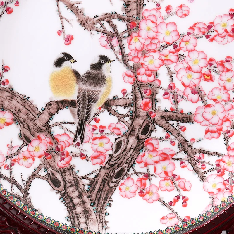 Jingdezhen Art Decor Plate Ceramic Porcelain Flower Bird Pattern Antique Dish / Office Table Ornaments Lucky Crafts Souvenir Jingdezhen Art Decor Plate Ceramic Porcelain Flower Bird Pattern Antique Dish / Office Table Ornaments Lucky Crafts Souvenir
