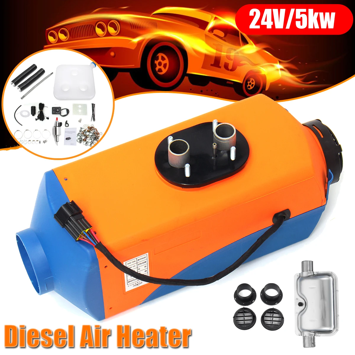 

Audew 12V 24V Car Heater 3KW 5KW Car Air Diesels Heater + Silencer + Rotary Switch For RV Trucks Bus Boat Motorhome Car Heating