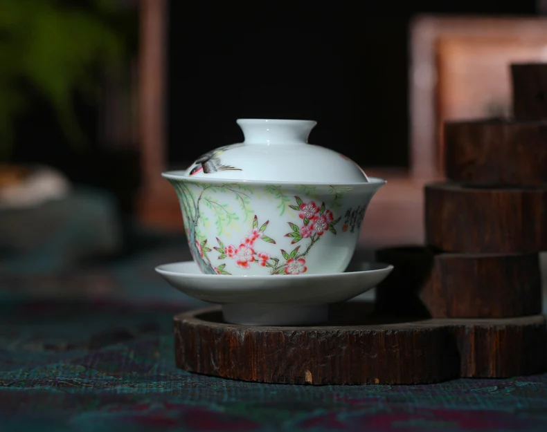 Changwuju в Цзиндэчжэнь чашки и блюдца китайская чашка для чая ручной работы famille роза чашка чая, кружка с крышкой окрашенные Jinhongxia