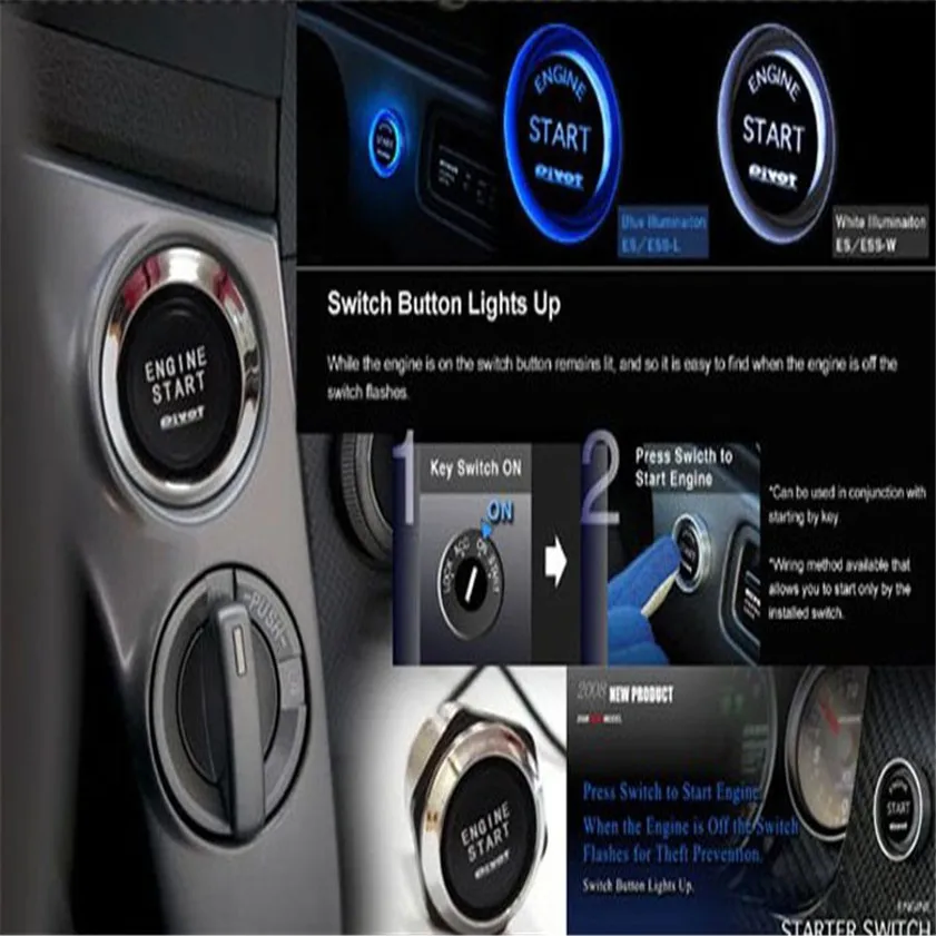 Высокое качество 12 в автомобильный двигатель пусковой кнопочный переключатель зажигания стартовый набор синий светодиодный