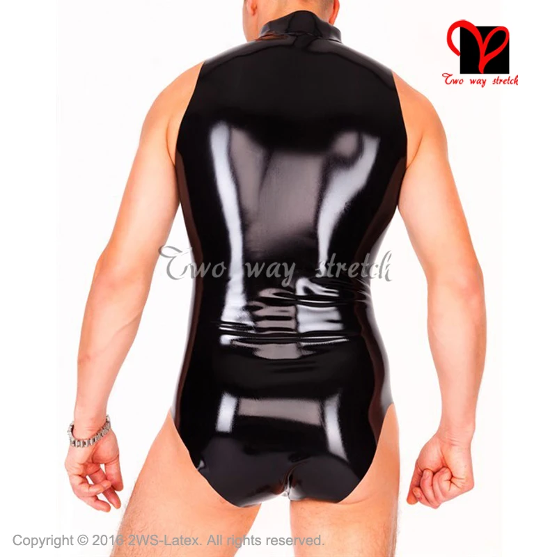 Сексуальный черный латексный купальник для акробатики, без рукавов, на молнии спереди, резиновый комбинезон, комбинезон, комбинезон с высокой посадкой, костюм для тела, TC-030