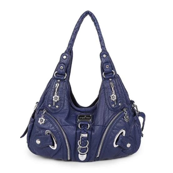 Angelkiss новая женская сумка-хобо из искусственной кожи высокого качества, дизайн, женские большие сумки на плечо для отдыха, повседневные сумки для покупок - Цвет: Dark blue