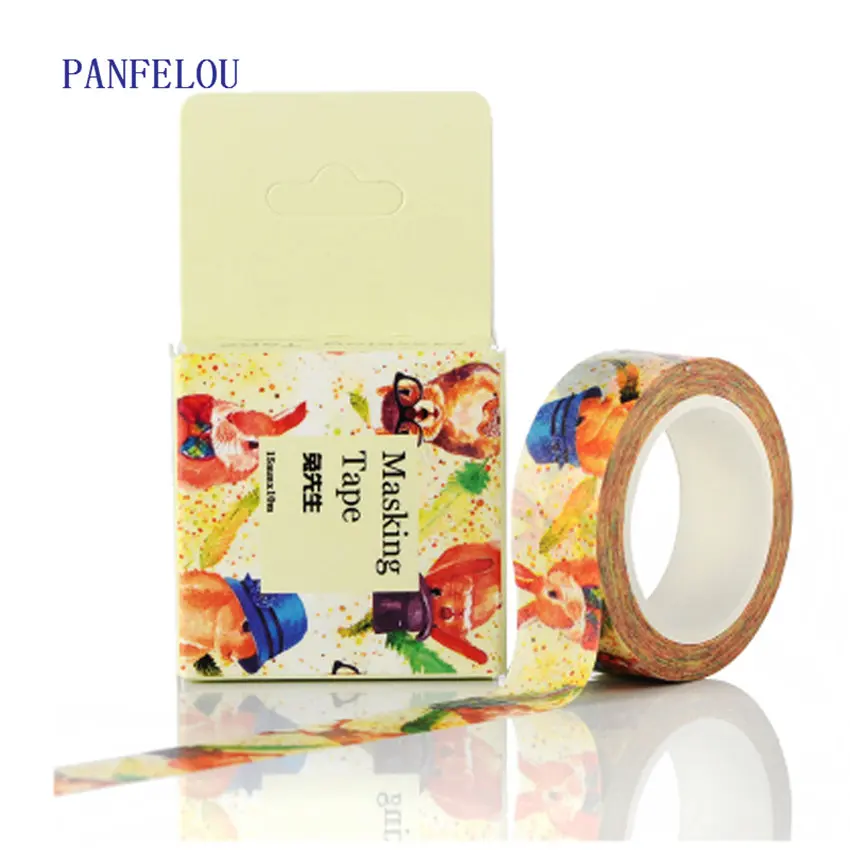 

PANFELOU 1.5CMx10M The squirrel cartoon Stickers border masking adhesive paper washi tape DIY Scrapbooking Hand account