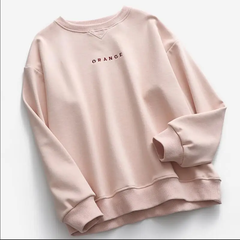 Ordifree Autumn Winter Women Hoodies and Sweatshirt Warm Fleece Letter Print Casual Sweatshirt Pullover - Цвет: Pink Fleece