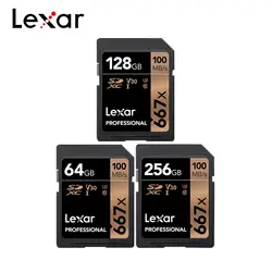 Lexar оригинальный 100 м 667x SDHC 64 Гб 128 ГБ 256 U3 V30 sd-карта SDXC карты памяти класса 10 для 1080 p 3D 4 K видео Камера