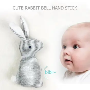 

Newborn Baby Cute Plush Long Ear Rabbit Rattle Toys Baby Hand Bells Stick Toys with BB Sound Plush Funny Toys for Children