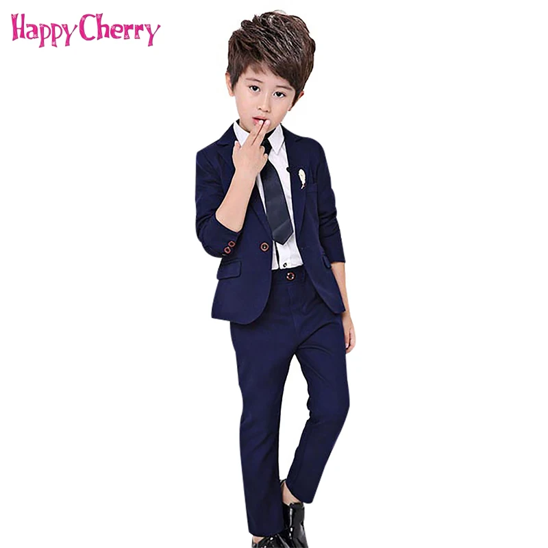 

2PCS Boy Formal Costume Fashion Kids Wedding Suit Blazer Pants Sets School Prom Party Suits Baby Clothes enfant garcon mariage