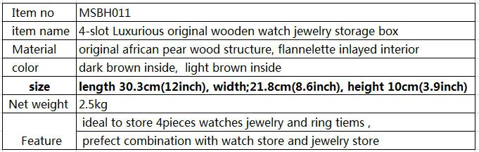 Роскошные 4-слот деревянная коробка для часов шкатулка для драгоценностей для часы organizador часы Подарочная декоративная коробочка MSBH011