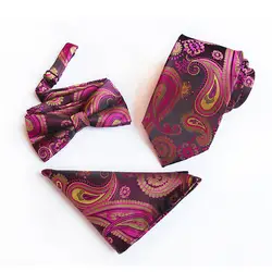 Новые Классические Пейсли набор галстуков узкие Завязки для Для мужчин Карманный платок квадратный галстук-бабочка в полоску 26