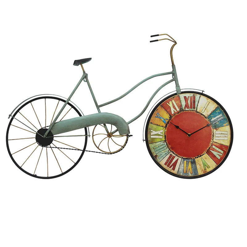 

American Retro Bicycle Nostalgic Clocks Coffee Shop Creative Home Decoration Wall Clock Bar Decoration Living Modern Wall Clock