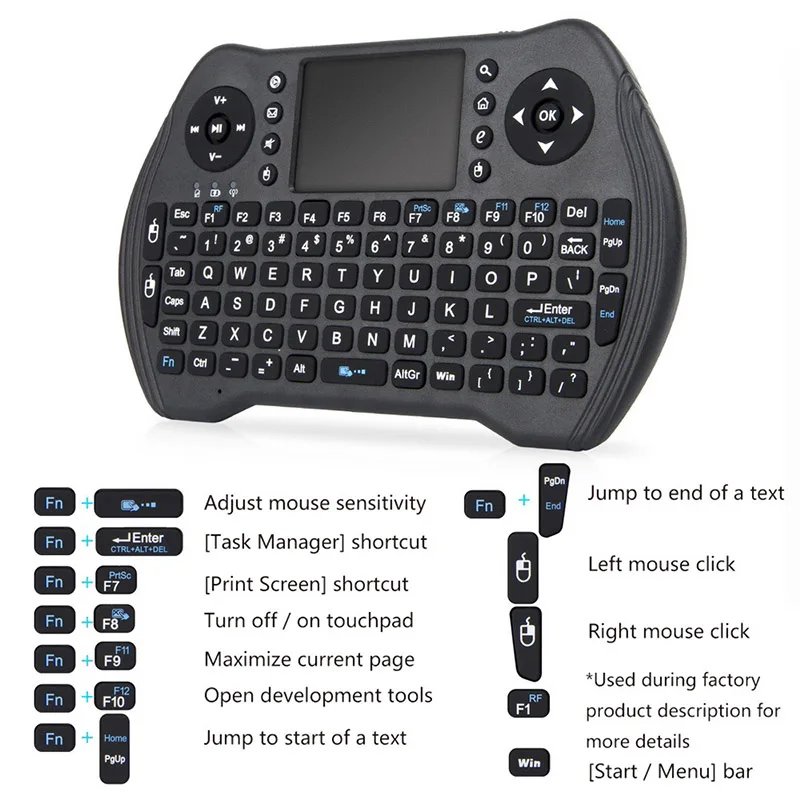 Беспроводная мини-клавиатура Air mouse с русской и английской подсветкой 2,4 ГГц для Smart Android tv Box ноутбука X-BOX