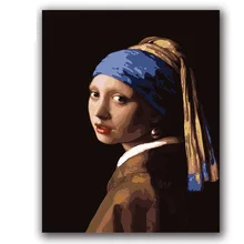 Раскрашивание картины по номерам Bot vermeer девушка с Перл эрринг картины пинты для гостиничного номера wll Декор