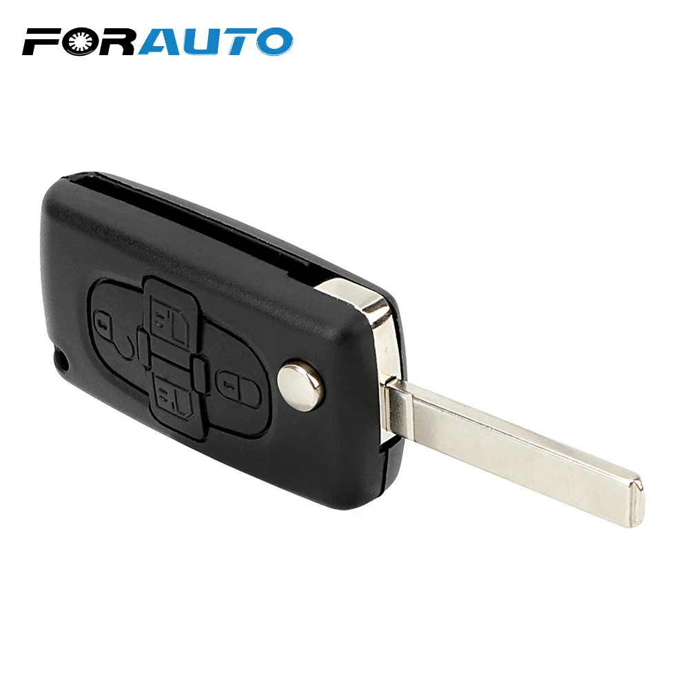 

FORAUTO Car Key Shell Remote For Citroen C8 For Peugeot 1007 Flip Folding Uncut Blade 4 Button Key Fob Case Car-styling