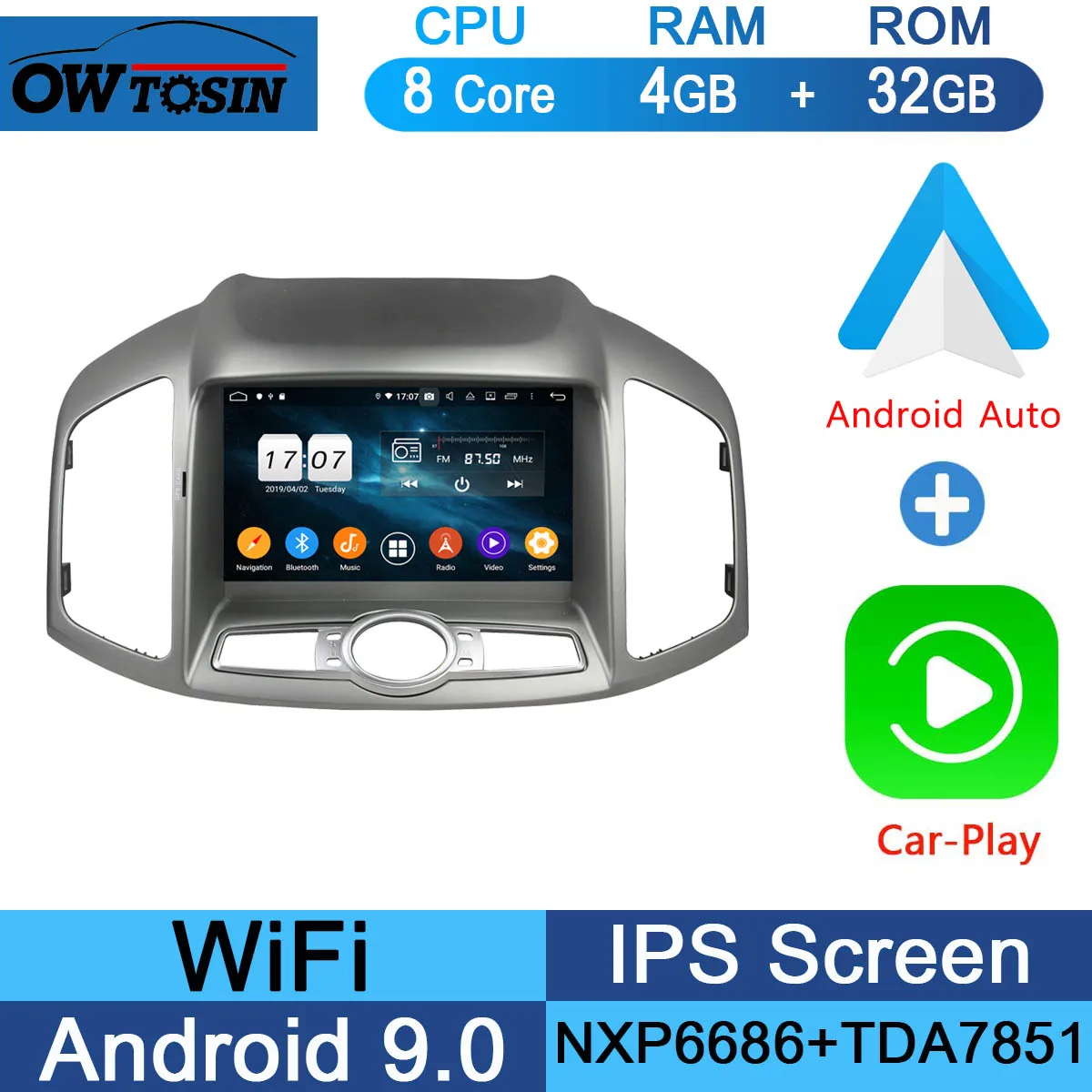 " ips 1920*1080 8 Core 4G ram+ 64G rom Android 9,0 автомобильный dvd-плеер для Chevrolet Captiva 2011- DSP радио gps Parrot BT Adas - Цвет: 32G CarPlay Android