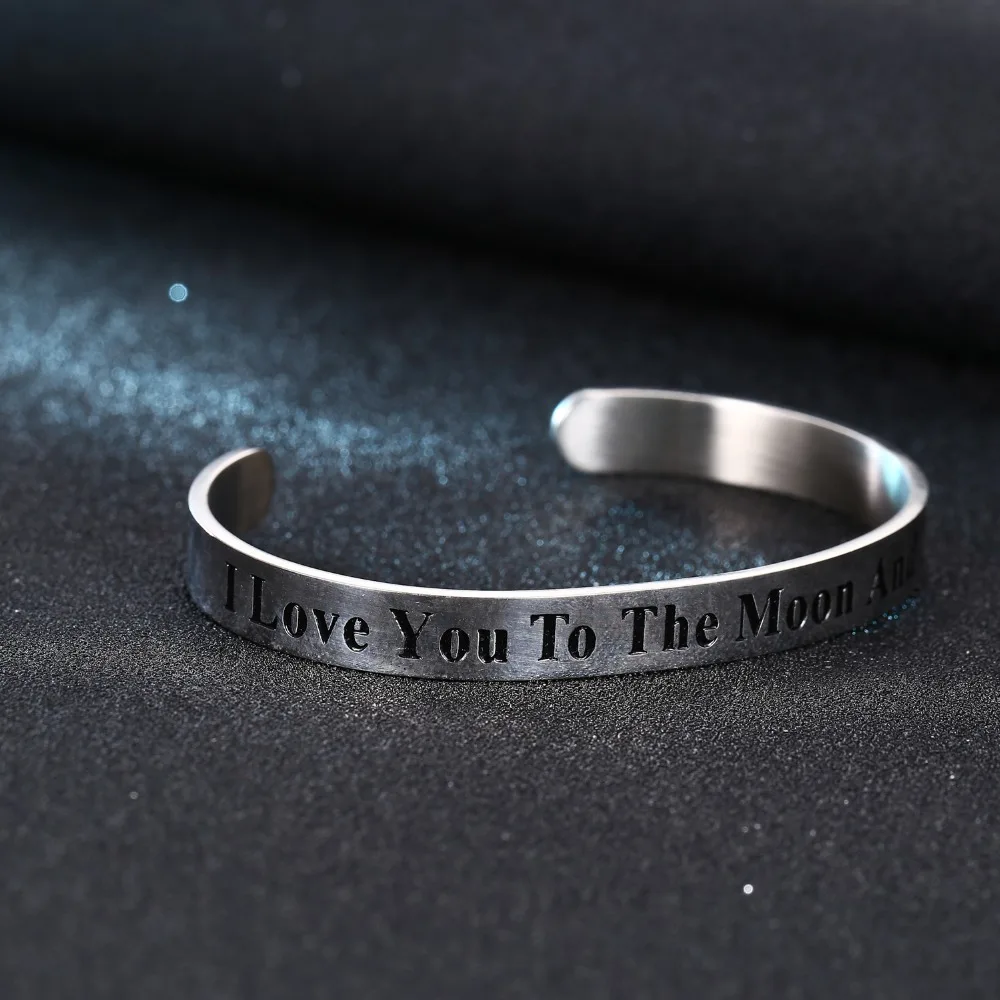 Браслет манжета с подвеской Love You To The Moon And Back из нержавеющей стали|Браслеты| |