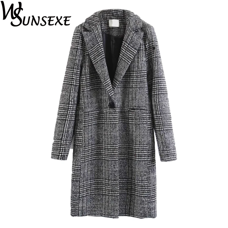 Vintage Plaid Overcoat Women's Coat Parkas 2017 New Warm