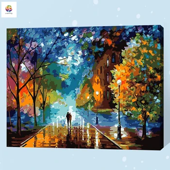 

Frameless Digital Painting By Numbers Lovers Rain Forest Acrylic Paint Abstract Modern Wall Art Canvas Painting For Home Hotel