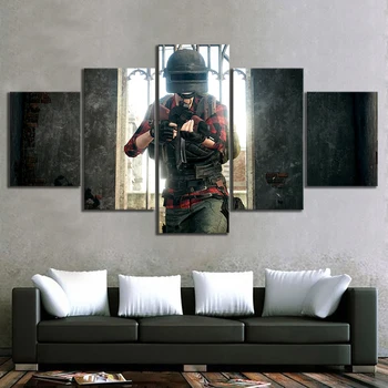 

5 Piece Pubg Playerunknowns Battlegrounds Shooter Video Game Character Artwork Canvas Painting for Home Decor