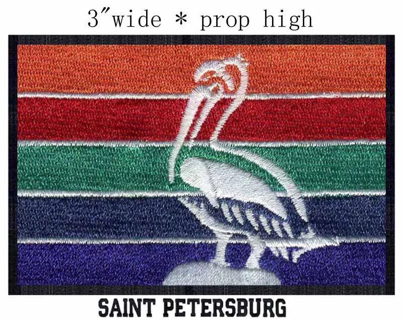 

Saint Petersburg, Florida USA Flag embroidery patch 3" wide shipping/white crane/colourful patch/cap badge