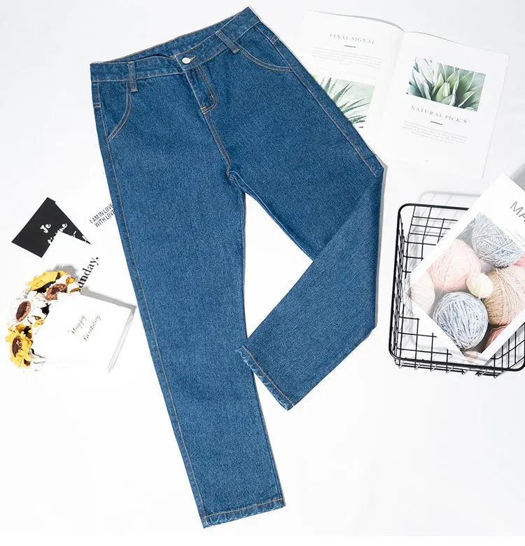 New 2018 Winter Female Boyfriend Jeans For Women Blue Casual Pencil High Waist Jeans Loose Mom Jeans Black Denim Pants Big Size
