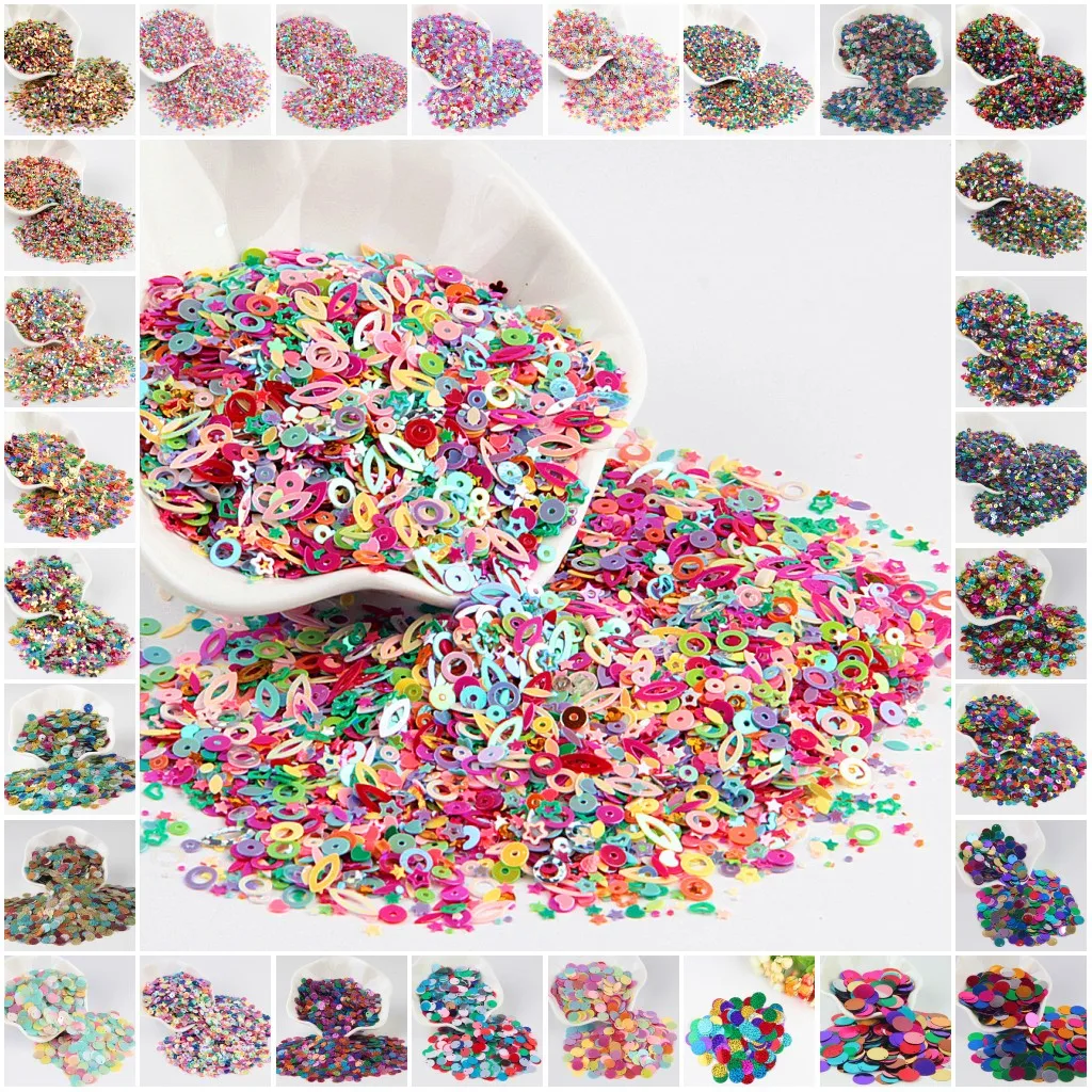 

Multi Colors Sequin 3mm-30mm Flat Round Loose Sequins Crafts Nail Art DIY Manicure Wedding Decoration PVC Paillette Lantejoulas