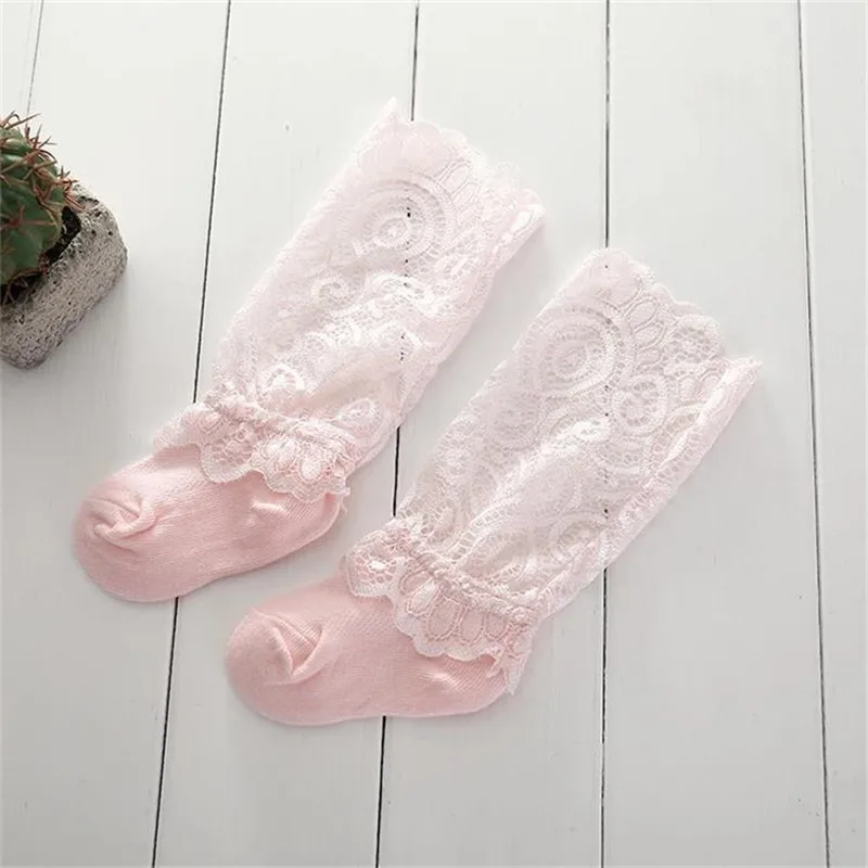 Летние дышащие детские носки с кружевным ворсом для девочек носки принцессы для девочек, детские длинные носки одежда для девочек