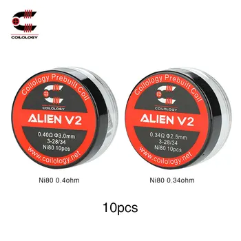 

10pcs/pack Original Coilology Alien Coil Version 2W/ Optional 0.22ohm/ 0.34ohm/ 0.40ohm Ni80 Coils for RDA/ RTA/ RDTA DIY Coil