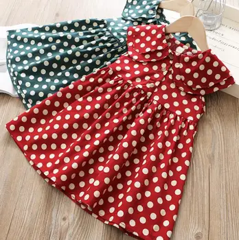 

Korean version of girls polka dot dress spring 2019 children's clothing child doll collar short-sleeved foreign princess dress