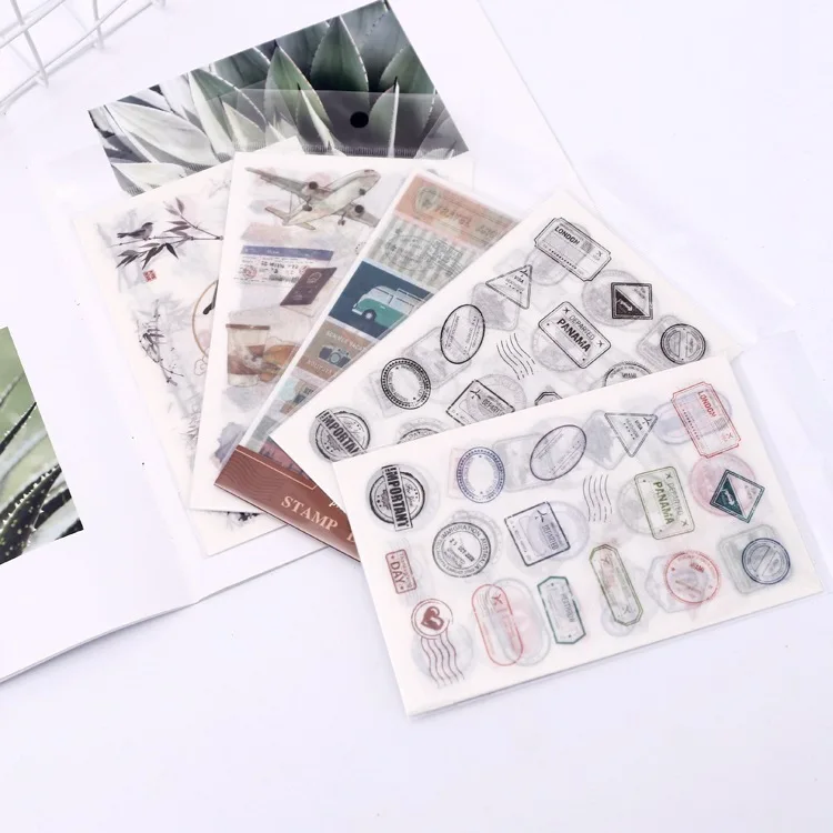 

6 Sheets Vintage Post Stamp Sticker Cute Retro Trip Old Time Memory Dairy Decor DIY Stickers School Children Kids Gift